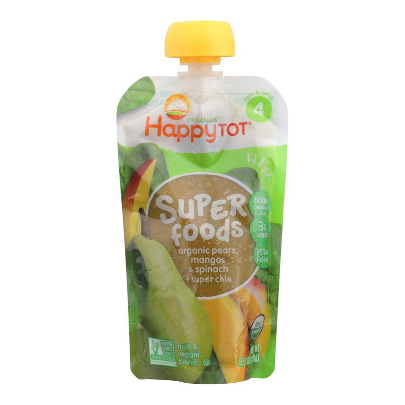 Happy Baby Happytot Organic Superfoods Spinach Mango And Pear - 4.22 Oz - Case Of 16 - Orca Market