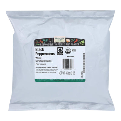 Frontier Herb Peppercorns Organic Fair Trade Certified Whole Black - Single Bulk Item - 1lb - Orca Market