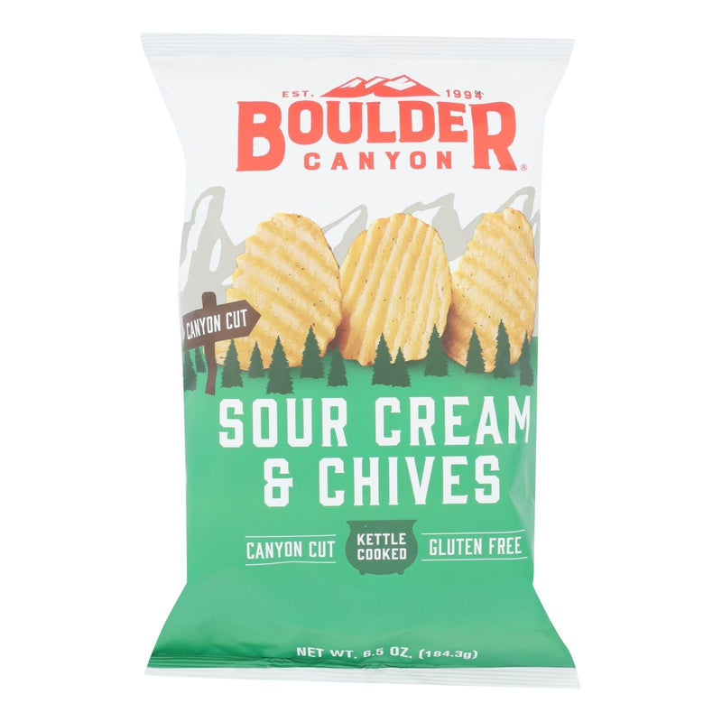 Boulder Canyon - Kettle Cooked Canyon Cut Potato Chips -sour Cream & Chives - Case Of 12 - 6.5 Oz - Orca Market