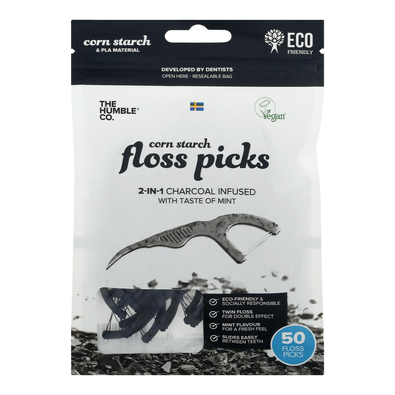 Humble Co - Floss Picks Charcoal Mint - Case Of 4-50 Count - Orca Market