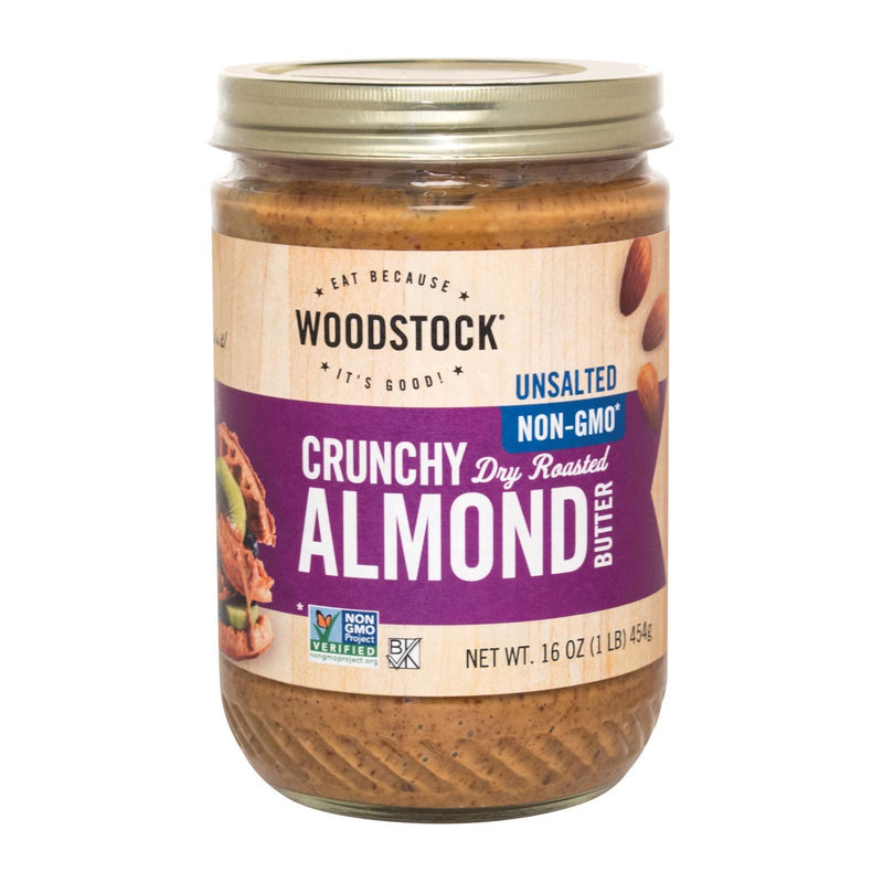 Woodstock Unsalted Non-gmo Crunchy Dry Roasted Almond Butter - Case Of 12 - 16 Oz - Orca Market