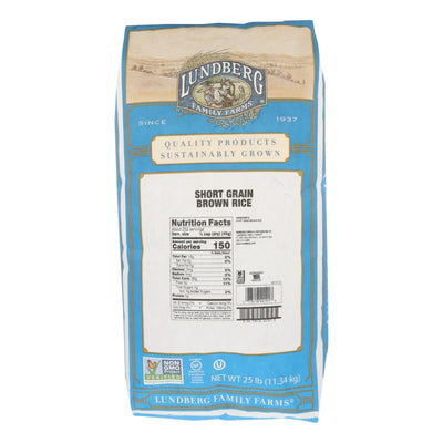 Lundberg Family Farms Brown Short Grain Rice - Case Of 25 Lbs - Orca Market