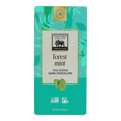 Endangered Species Natural Chocolate Bars - Dark Chocolate - 72 Percent Cocoa - Forest Mint - 3 Oz Bars - Case Of 12 - Orca Market