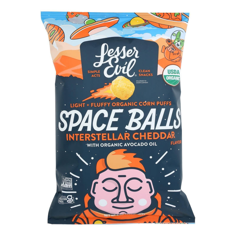 Lesser Evil - Space Balls Organic Cheddar - Case Of 6-5 Oz - Orca Market