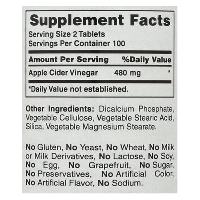 American Health - Apple Cider Vinegar - 300 Mg - 200 Tablets - Orca Market