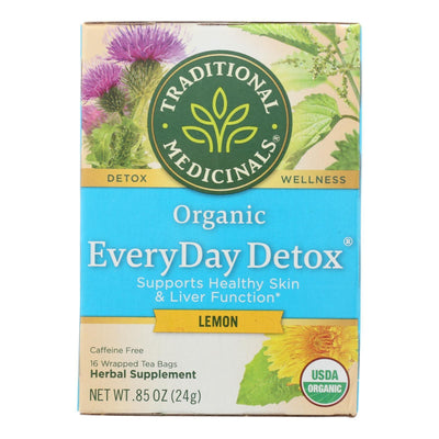 Traditional Medicinals Lemon Everyday Detox Herbal Tea - 16 Tea Bags - Case Of 6 - Orca Market