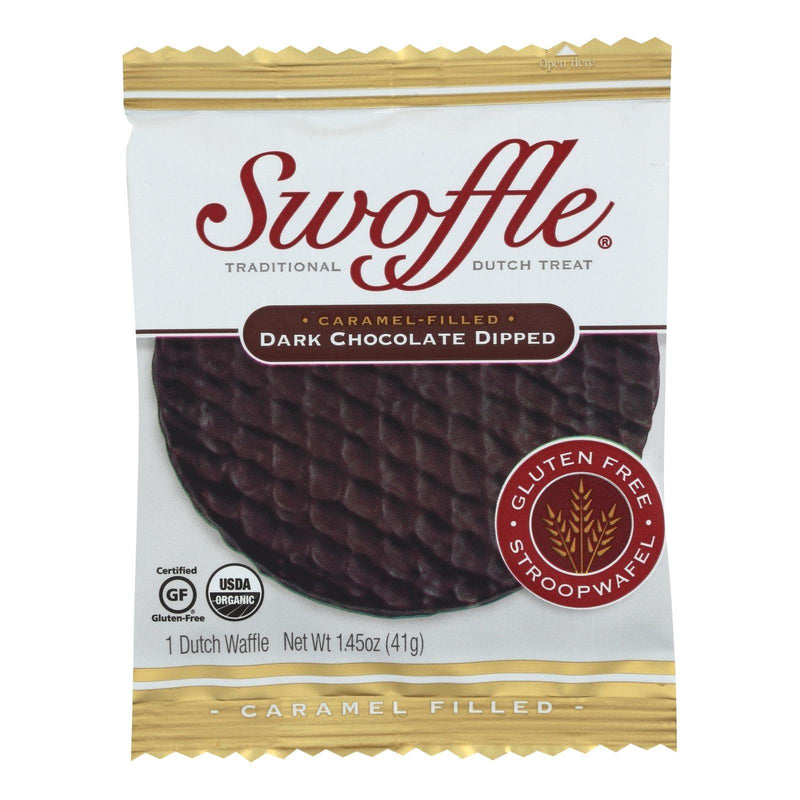 Swoffle Dark Chocolate Dipped 1 Dutch Waffle - Case Of 14 - 1.45 Oz