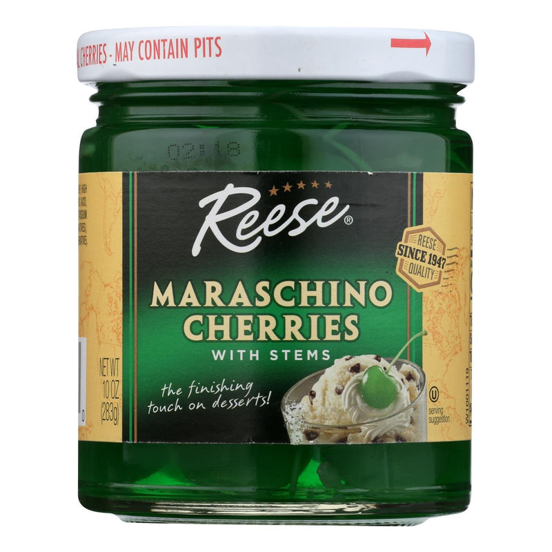 Reese Cherry - Maraschino - Green With Stems - Case Of 12 - 10 Oz