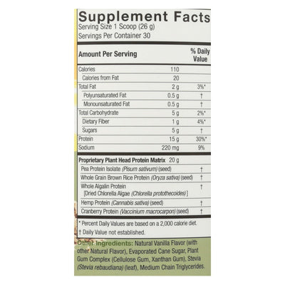 Genceutic Naturals Plant Head Protein - Vanilla - 1.65 Lb - Orca Market