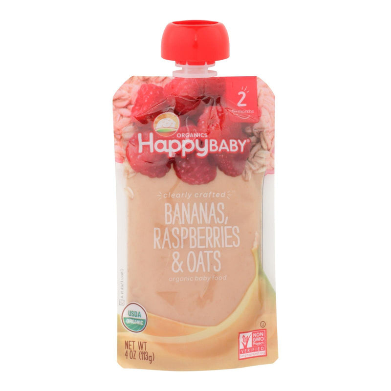 Happy Baby Happy Baby Clearly Crafted - Bananas Raspberries And Oats - Case Of 16 - 4 Oz. - Orca Market