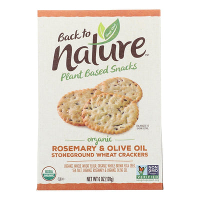 Back To Nature Crackers - Rosemary And Olive Oil Stoneground Wheat - Case Of 6 - 6 Oz. - Orca Market