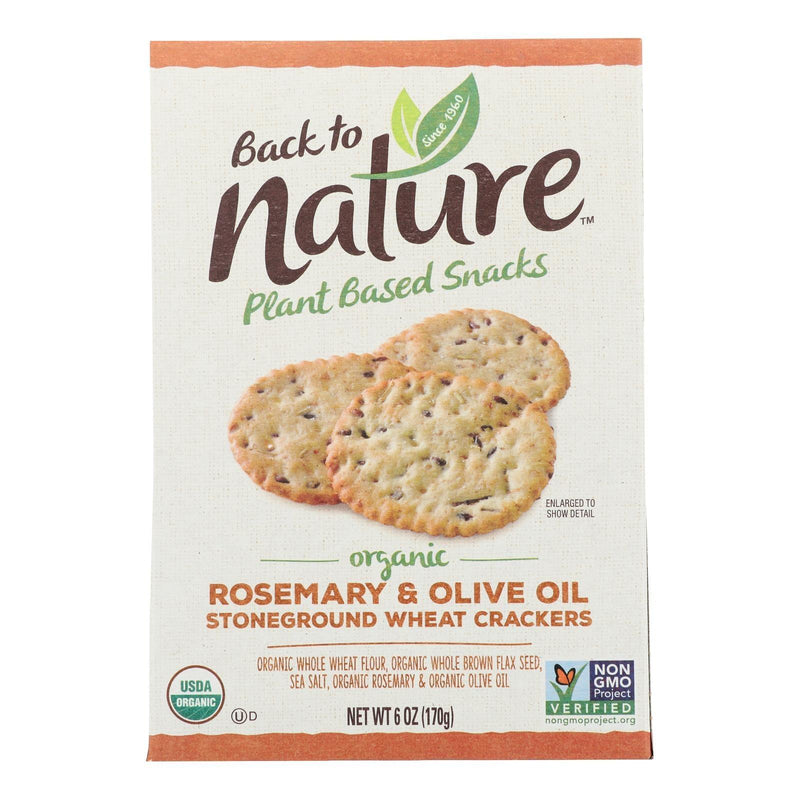 Back To Nature Crackers - Rosemary And Olive Oil Stoneground Wheat - Case Of 6 - 6 Oz. - Orca Market