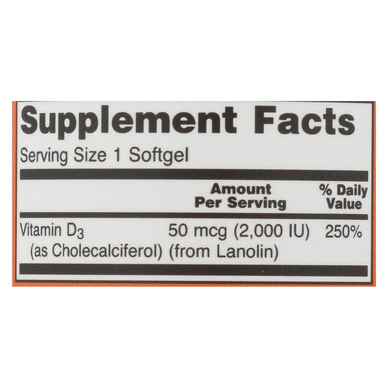 Now Foods - Vitamin D-3 2000iu - 1 Each-120 Sgel - Orca Market