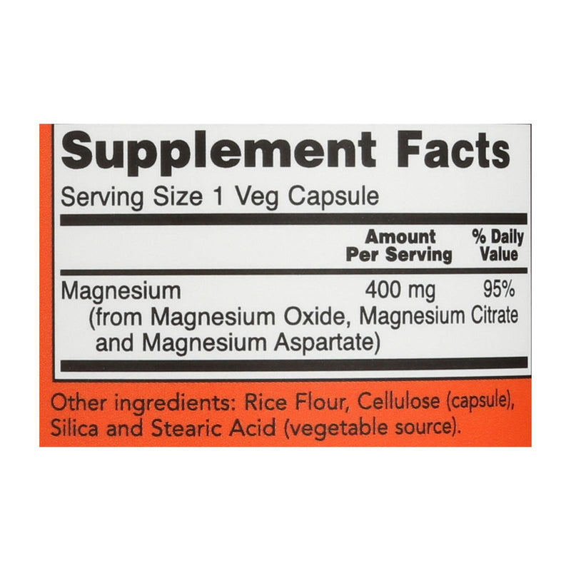 Now Foods - Magnesium 400mg - 1 Each 1-180 Cap - Orca Market