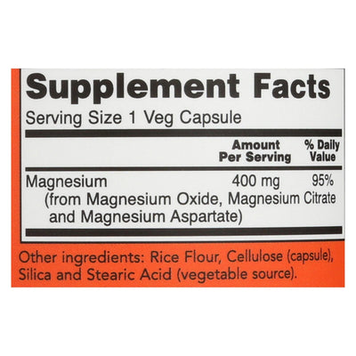 Now Foods - Magnesium 400mg - 1 Each 1-180 Cap - Orca Market