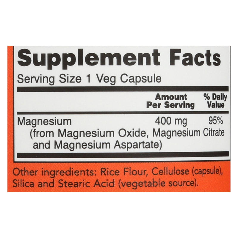 Now Foods - Magnesium 400mg - 1 Each 1-180 Cap - Orca Market