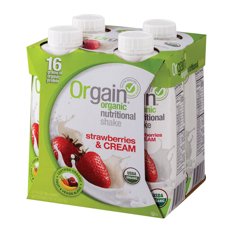 Orgain Nut Shake - Organic - Strawberry & Cream - Case Of 3 - 4/11 Fl Oz - Orca Market