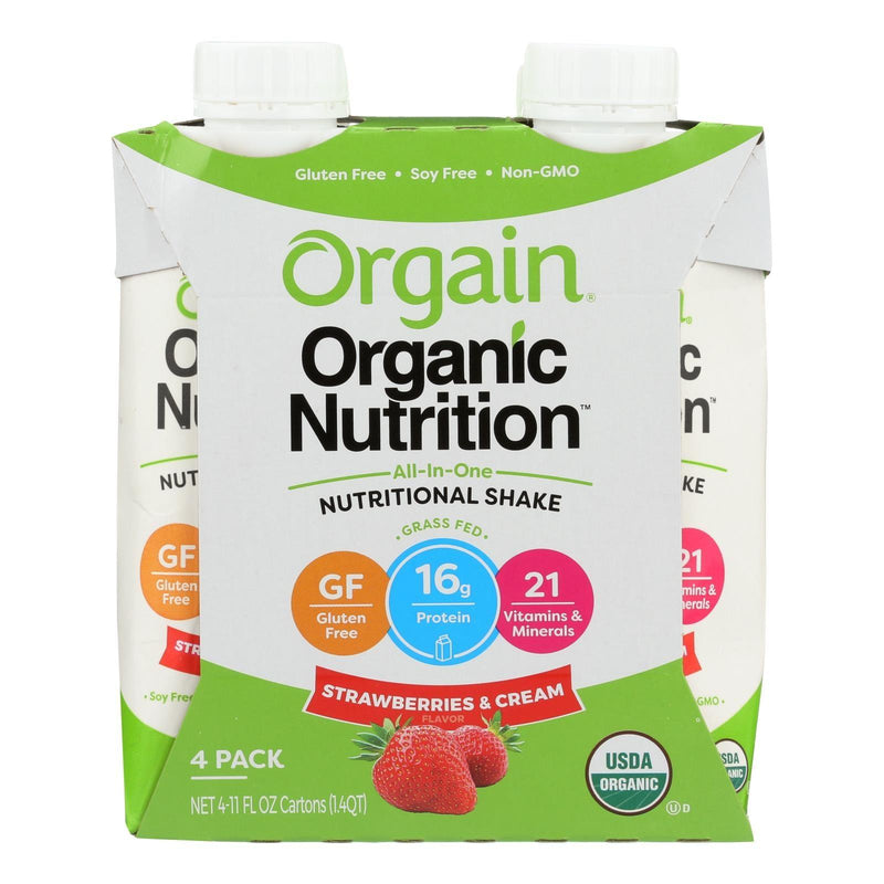 Orgain Nut Shake - Organic - Strawberry & Cream - Case Of 3 - 4/11 Fl Oz - Orca Market