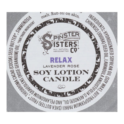 Spinster Sisters Co. - Body Lotion Candle Relax - Case Of 4-6.2 Oz - Orca Market