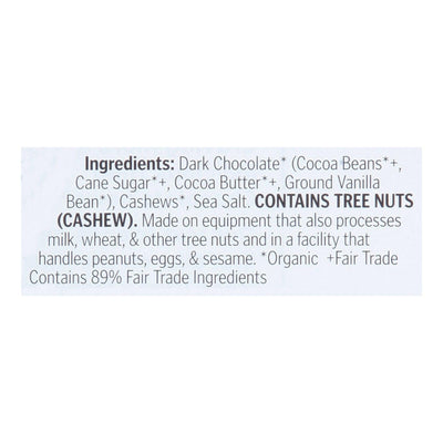 Theo Chocolate - Bar Salted Cshew 85% - Case Of 12-3 Oz - Orca Market