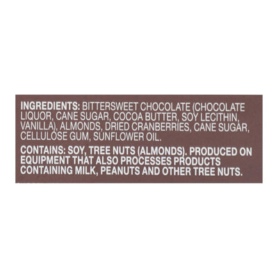 Endangered Species Natural Chocolate Bars - Dark Chocolate - 72 Percent Cocoa - Cranberries And Almonds - 3 Oz Bars - Case Of 12 - Orca Market