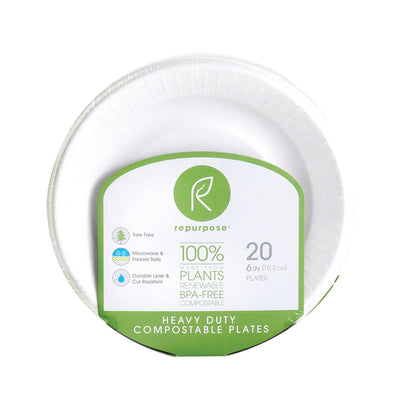 Repurpose Compostable Bagasse Plates - Case Of 24 - 20 Count - Orca Market