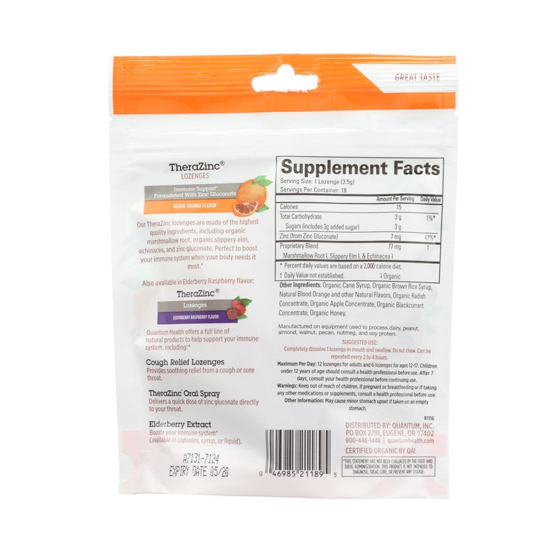 Quantum Research Thera Zinc Lozenges - Blood Orange - 18 Count - Orca Market