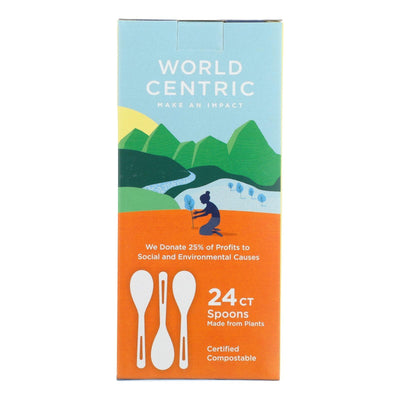 World Centric Cornstarch Compostable Spoon - Case Of 12 - 24 Count - Orca Market