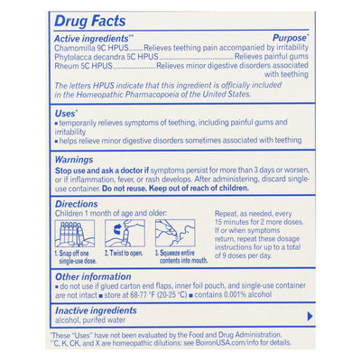 Boiron - Teething Relif Camlia 15 Dose - 1 Each - 15 Dose - Orca Market