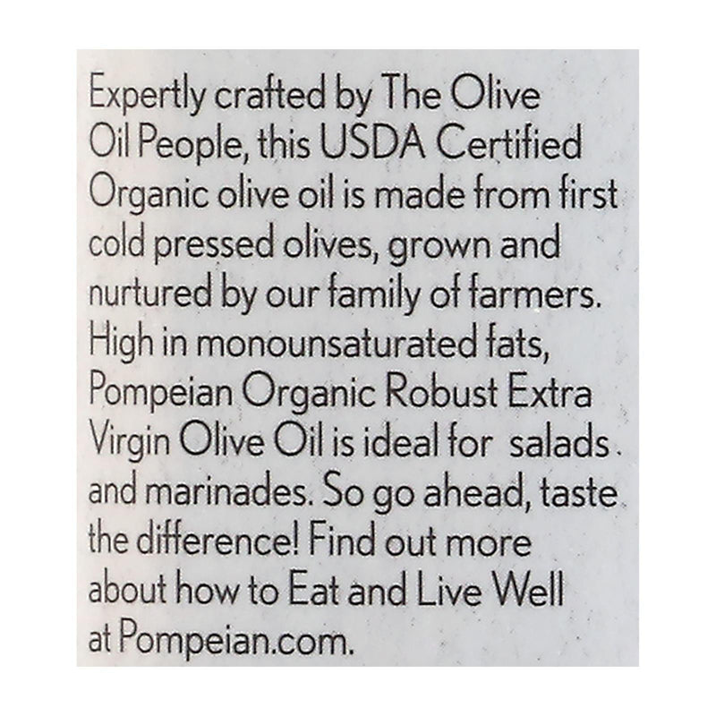 Pompeian Organic Extra Vigin Olive Oil - Case Of 6 - 16 Fz - Orca Market