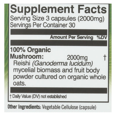 Organic Mushroom Nutrition - Mushroom Superfood Reishi Cap - 1 Each - 90 Ct - Orca Market