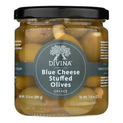 Divina - Olives Stuffed With Blue Cheese - Case Of 6 - 7.8 Oz. - Orca Market