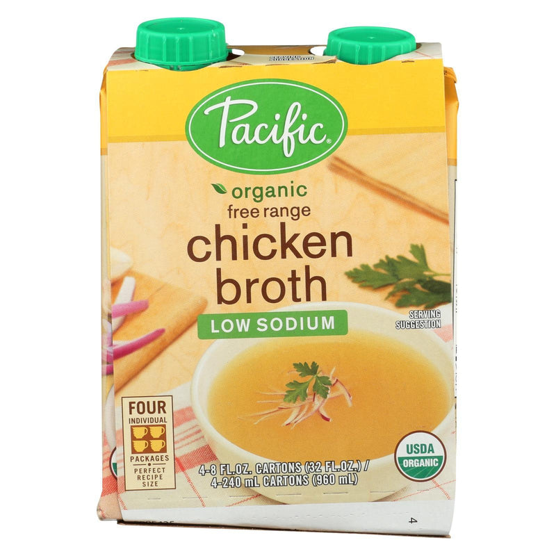 Pacific Natural Foods Free Range Chicken Broth - Low Sodium - Case Of 6 - 8 Fl Oz. - Orca Market