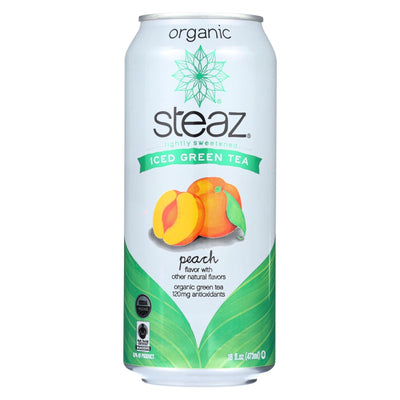 Steaz Lightly Sweetened Green Tea - Peach - Case Of 12 - 16 Fl Oz. - Orca Market