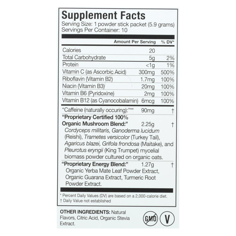 Om Organic Mushroom Nutrition Energy Citrus Orange Dietary Supplement Powder - Case Of 10 - .21 Oz - Orca Market