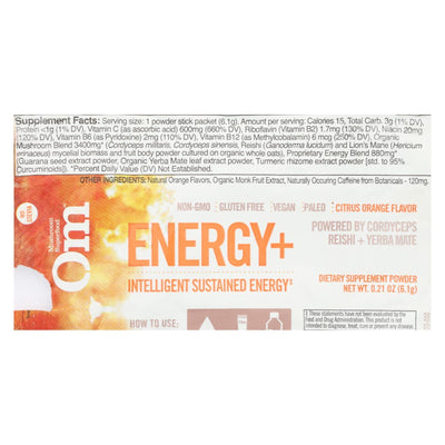 Om Organic Mushroom Nutrition Energy Citrus Orange Dietary Supplement Powder - Case Of 10 - .21 Oz - Orca Market