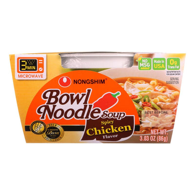 Nong Shim Soup - Bowl Noodle - Spicy Chicken Flavor - 3.03 Oz - Case Of 12 - Orca Market