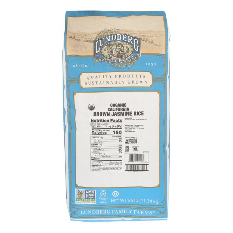 Lundberg Family Farms Organic California Brown Jasmine Rice - Single Bulk Item - 25lb - Orca Market