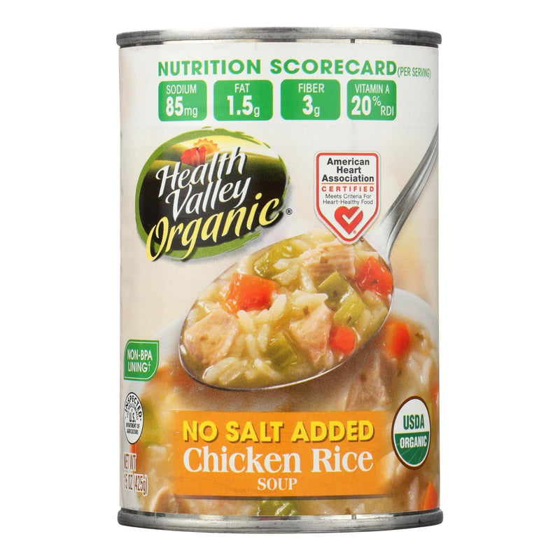 Health Valley Organic Soup - Chicken Rice No Salt Added - Case Of 12 - 15 Oz. - Orca Market