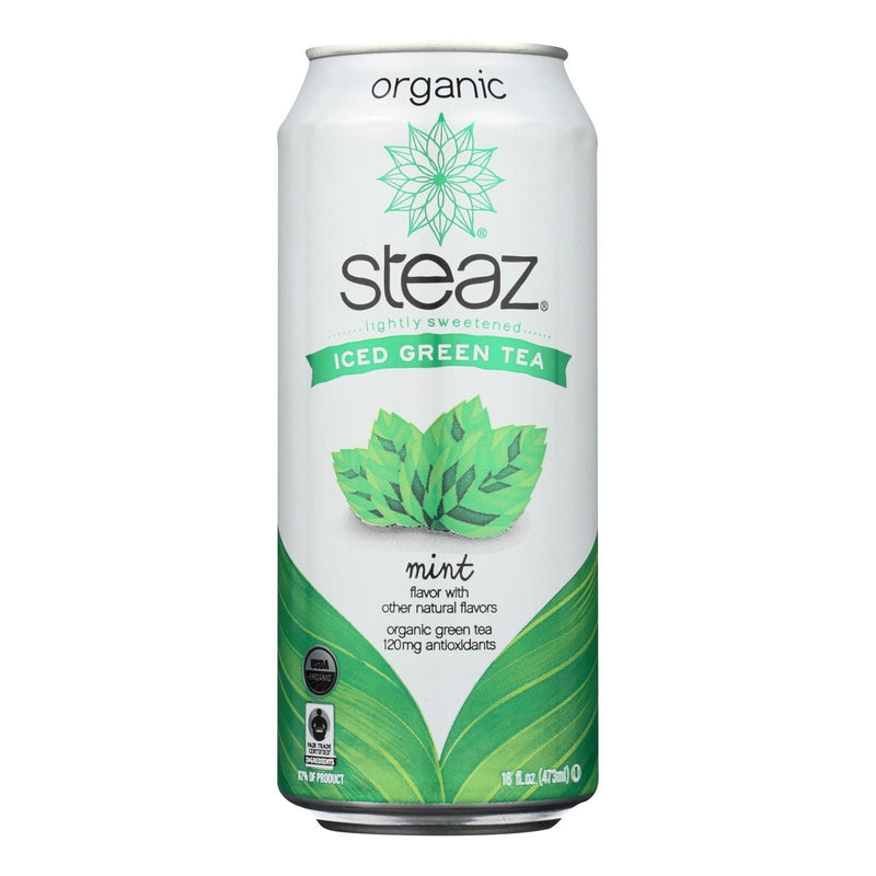 Steaz Lightly Sweetened Green Tea - Mint - Case Of 12 - 16 Fl Oz. - Orca Market