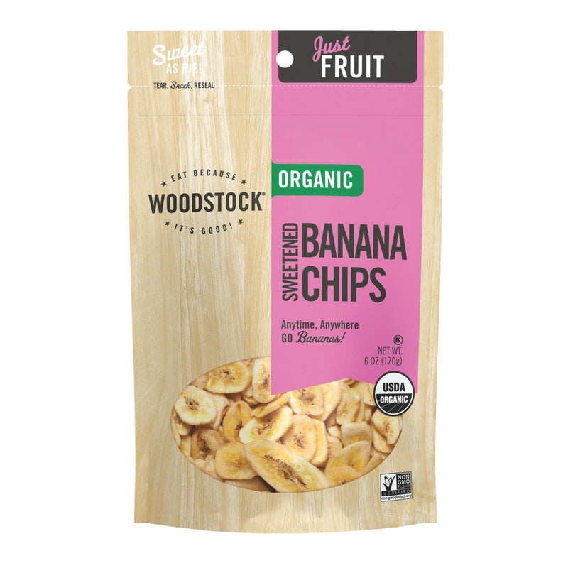 Woodstock Organic Sweetened Banana Chips - Case Of 8 - 6 Oz - Orca Market