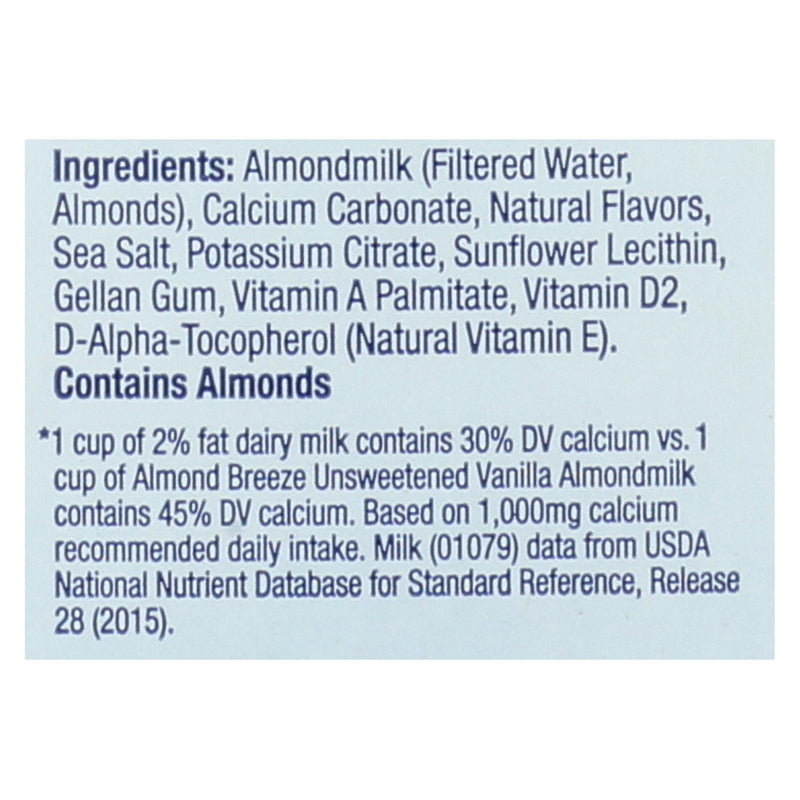 Almond Breeze - Almond Milk - Unsweetened Vanilla - Case Of 8 - 64 Fl Oz. - Orca Market