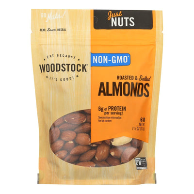 Woodstock Non-gmo Almonds, Roasted And Salted - Case Of 8 - 7.5 Oz - Orca Market