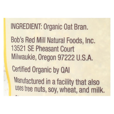 Bob's Red Mill - Oat Bran - Organic High Fiber Hot Cereal - Case Of 4 - 18 Oz. - Orca Market