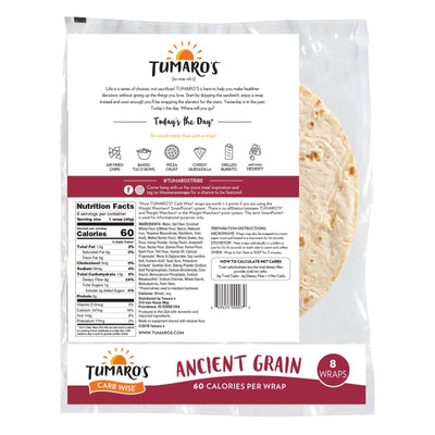 Tumaro's 8-inch Ancient Grain Carb Wise Wraps - Case Of 6 - 8 Ct - Orca Market