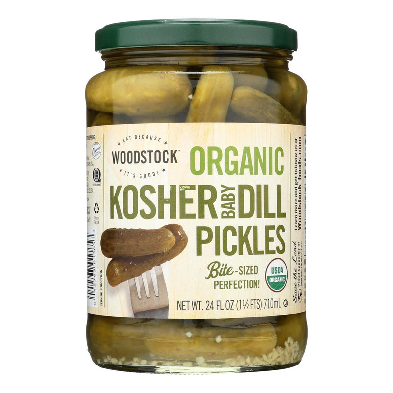 Woodstock Organic Kosher Baby Dill Pickles - Case Of 6 - 24 Oz - Orca Market