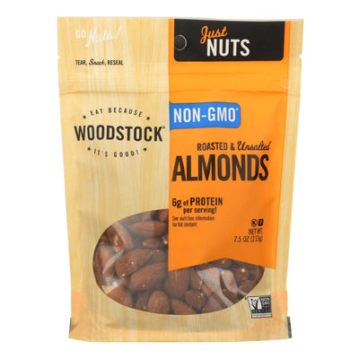 Woodstock Non-gmo Almonds, Roasted And Unsalted - Case Of 8 - 7.5 Oz - Orca Market