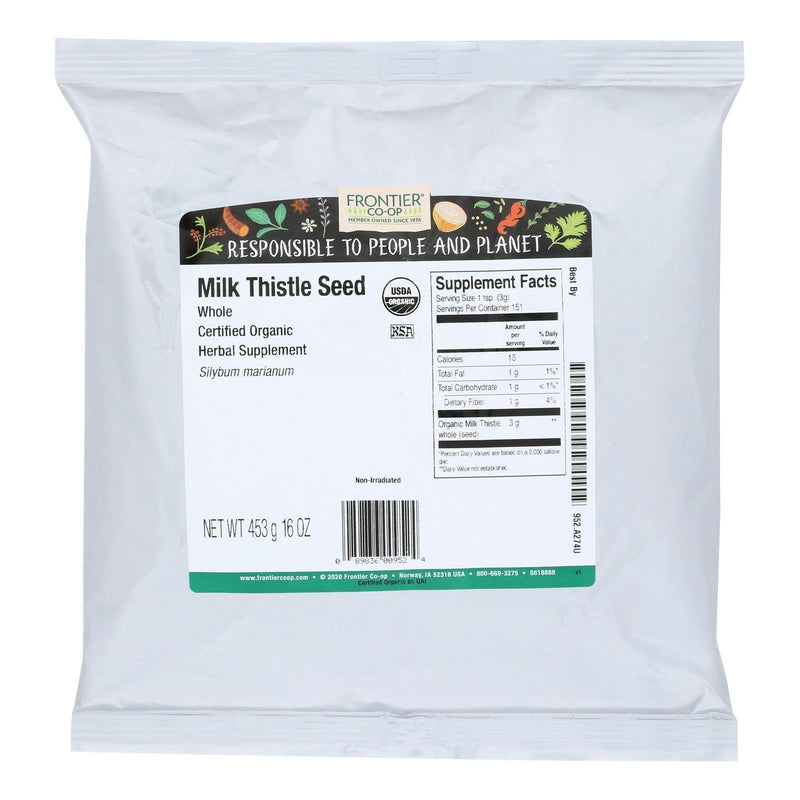 Frontier Herb Milk Thistle Organic Whole - Single Bulk Item - 1lb - Orca Market