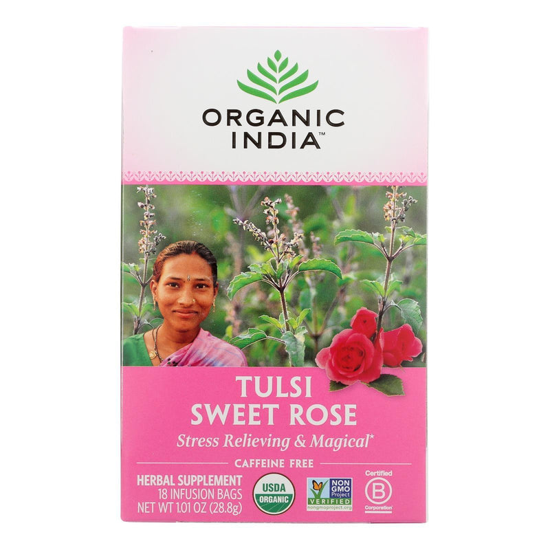 Organic India Tulsi Tea Sweet Rose - 18 Tea Bags - Case Of 6 - Orca Market