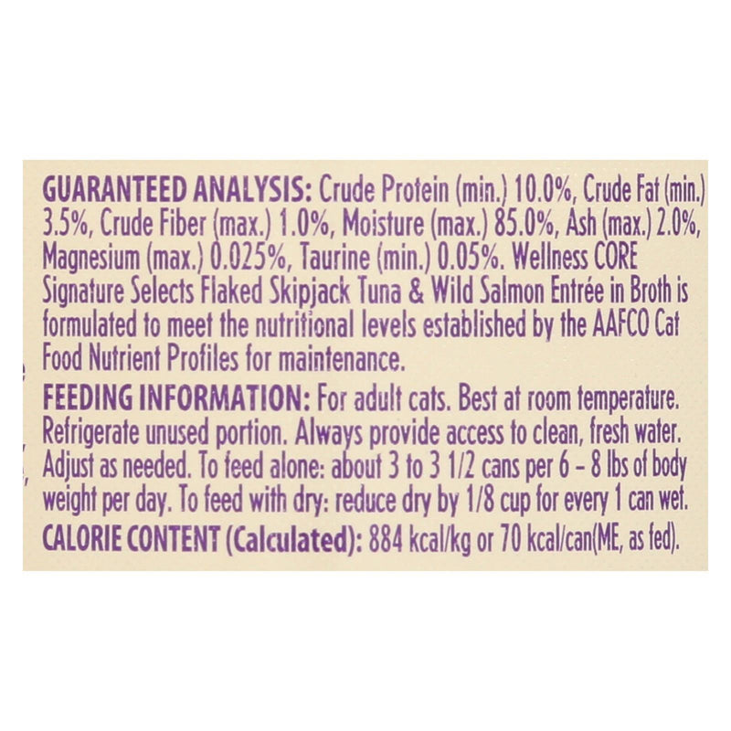 Wellness Pet Products - Signature Selects Cat Food - Skipjack Tuna And Wild Salmon Entree In Broth - Case Of 12 - 2.8 Oz. - Orca Market